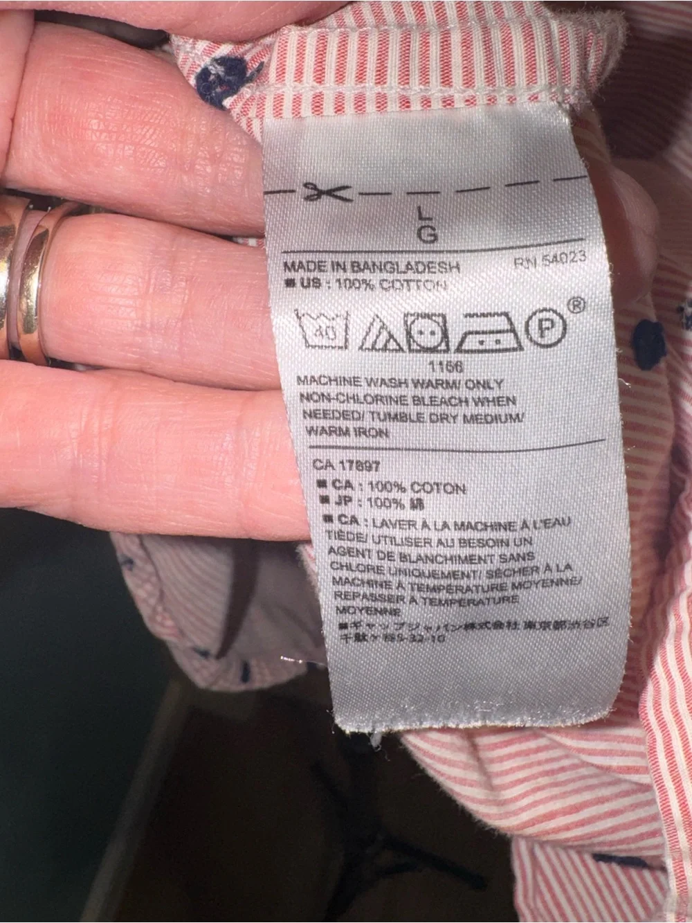Banana Republic Men L Red Stripe Embroidered Cotton Short Sleeve Shirt